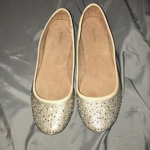gold sparkly flats